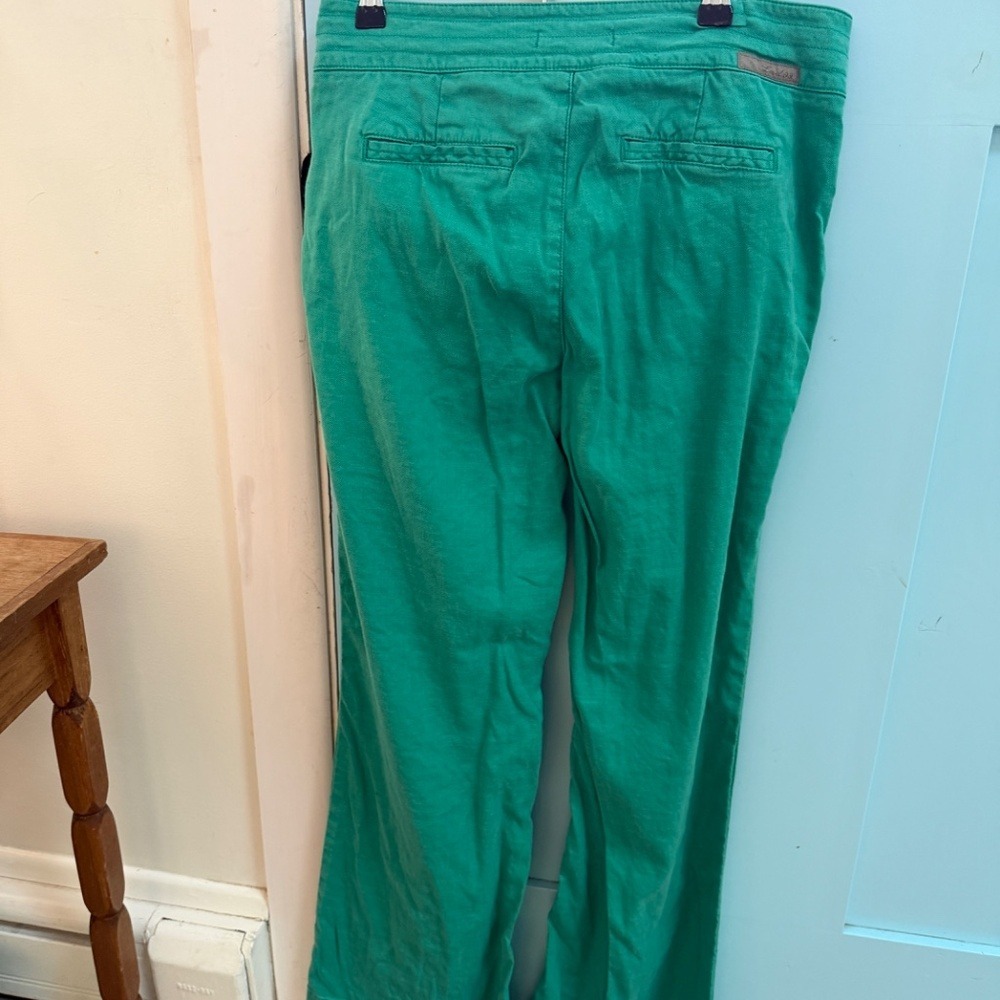 Anthropologie Level 99 Linen Trouser Pants Kelly Green Wide leg‎ Women 28 - Picture 7 of 14